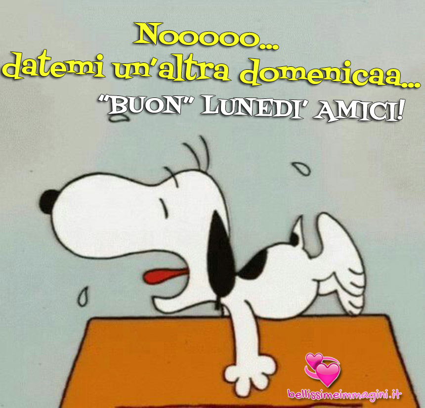 Immagini Buongiorno Buon Lunedì buffe simpatiche con Snoopy