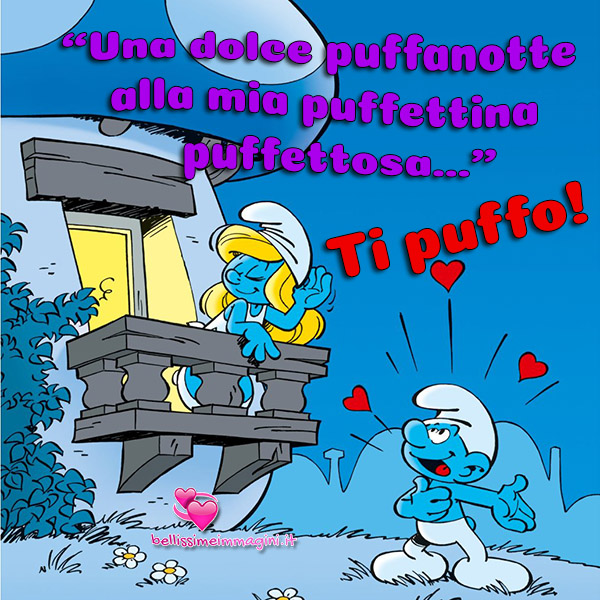 Notte amore ti amo con i Puffi immagini da condividere