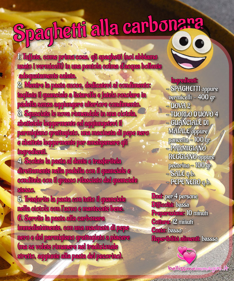 Spaghetti alla carbonara ricette veloci e semplici Pinterest