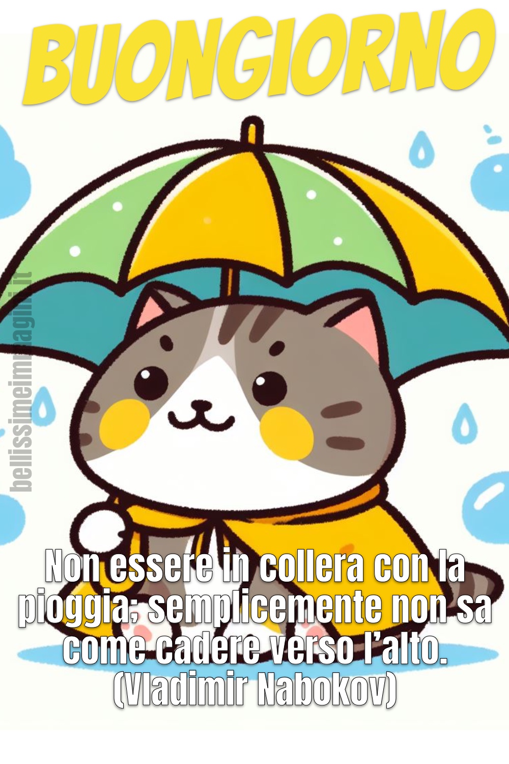 buongiorno anche se piove gattino con l